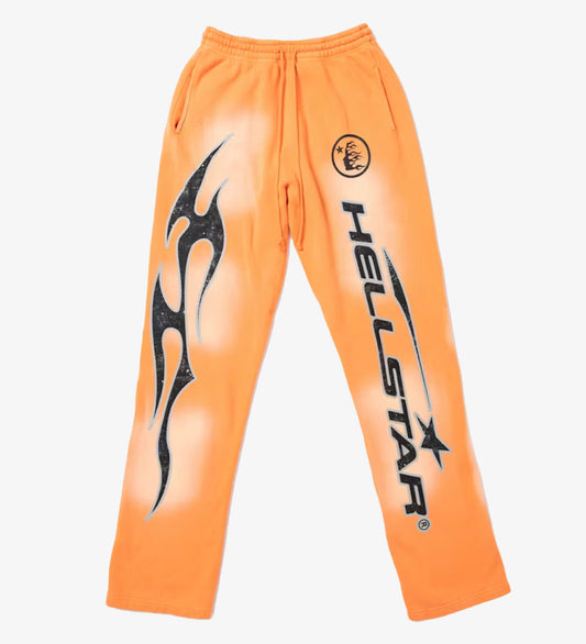 HELLSTAR FLATE BOTTOM SWEATPANTS FIRE ORANGE