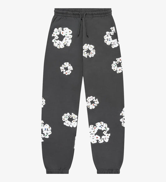 DENIM TEARS RHINESTONE COTTON WREATH SWEATPANTS VINTAGE BLACK